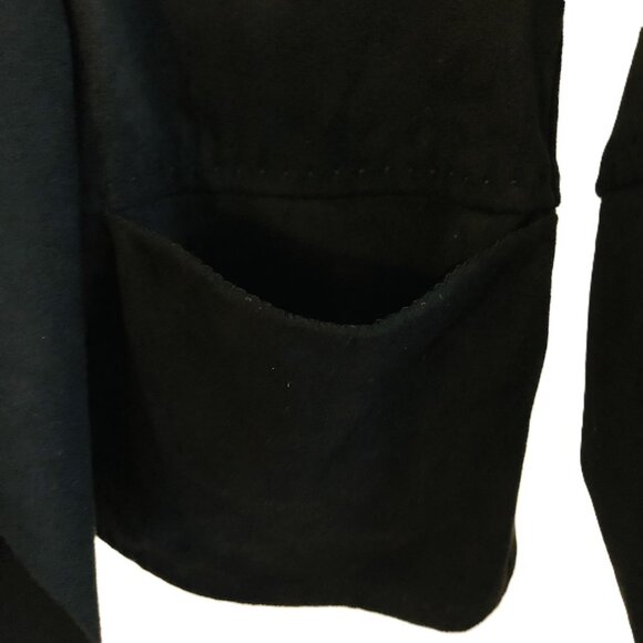 Max Studio Faux Suede Open Front Draped Jacket Black Size S Pocket Stretchy - Picture 7 of 15